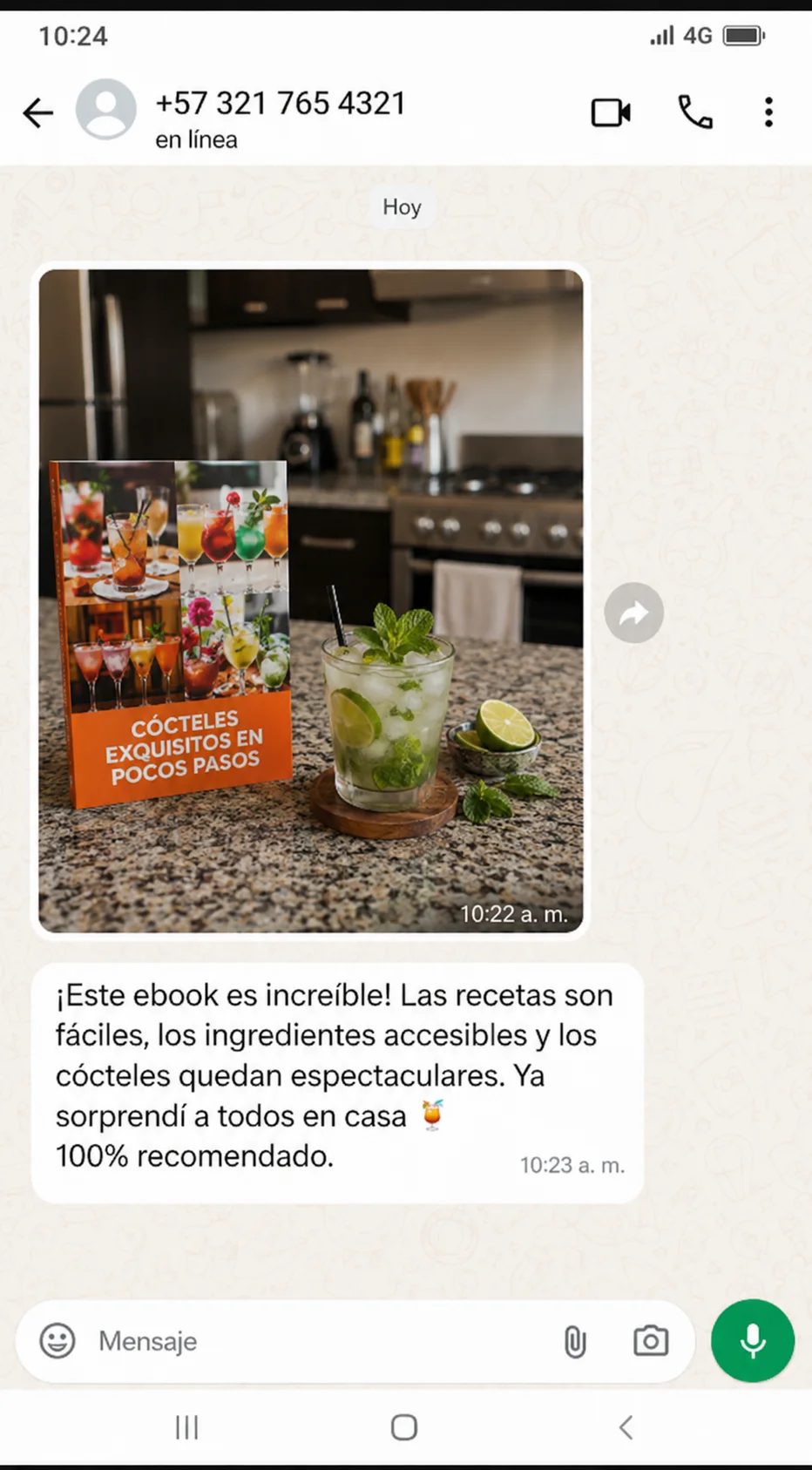 Comentario de una lectora sobre el ebook de cócteles